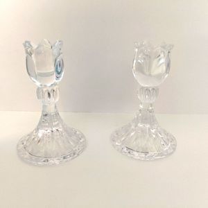 Crystal tulip edge taper holders.